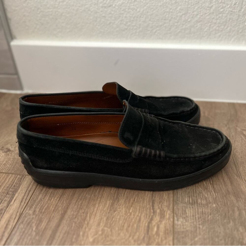 Men’s TODS Black Suede Penny Loafers Size 10